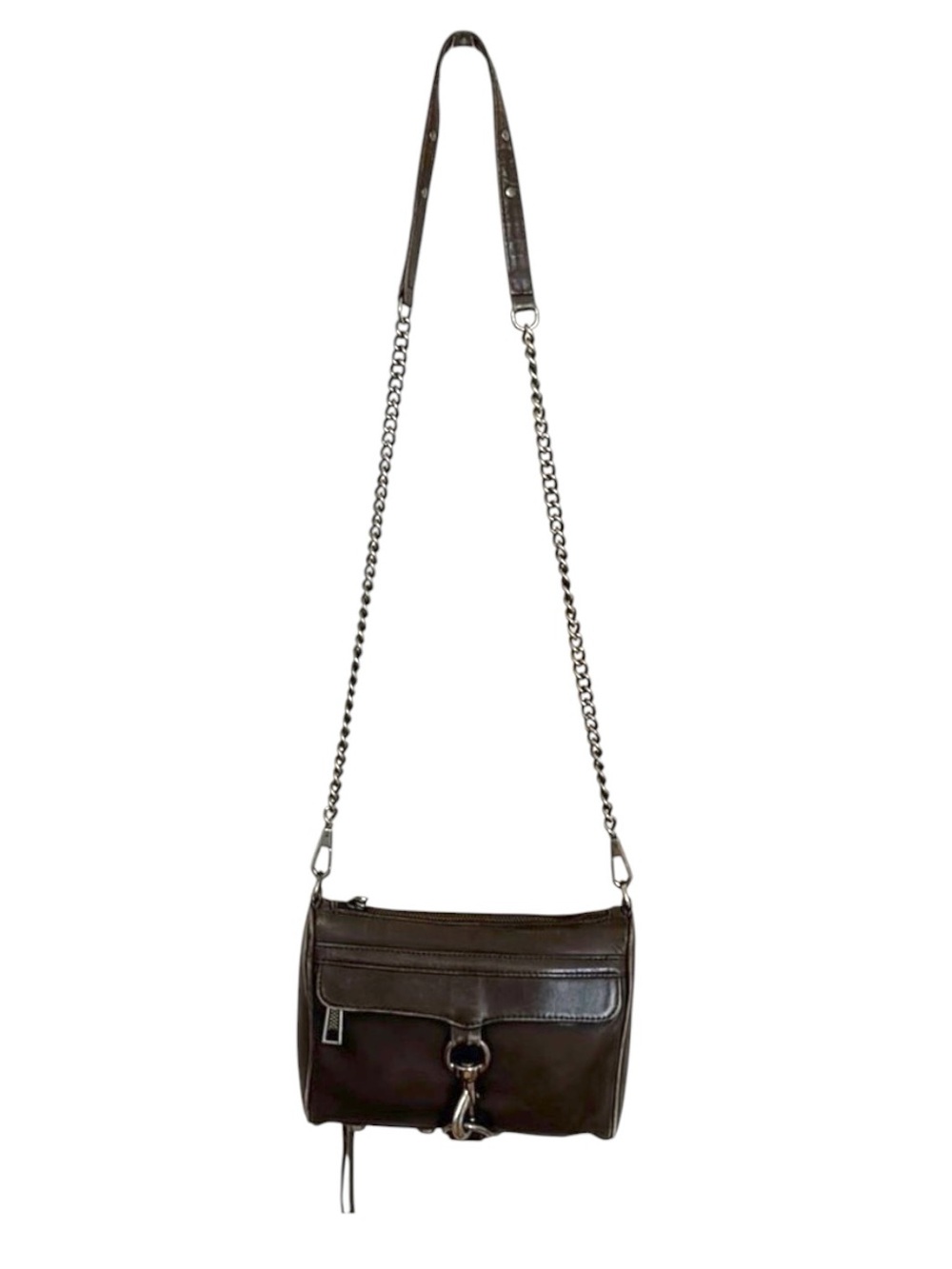 Rebecca Minkoff Mini MAC Leather Crossbody Bag – Gunmetal Gray - Picture 3 of 13